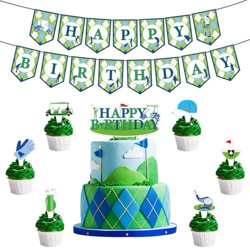 Boerni Golf Geburtstag Banner, Kuchendekoration & Cupcake Dekoration, Green