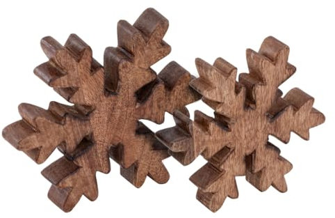 Amago home Holzfiguren Schneeflocke 2er Set Dekofigur 18x18cm Weihnachtsdekoration
