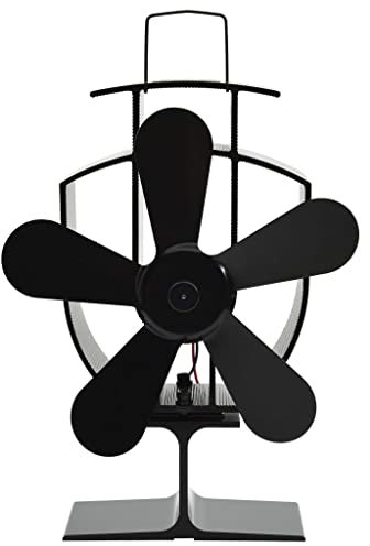 NQJIBUE Accessoires de cheminée et poêle à bois Ventilateur de poêle alimenté par la chaleur 5 pales Ventilateur et souffleurs de poêle à bois noir