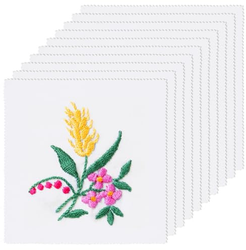 10 Stück Kreuzstich Stoff Weiß Baumwolle Stoff zum Sticken 25×25 cm Quadratisch Stickstoff zum Sticken Bestickter Cross Stitch Leinen zum Sticken Embroidery Stoff für Näharbeit DIY Handwerk