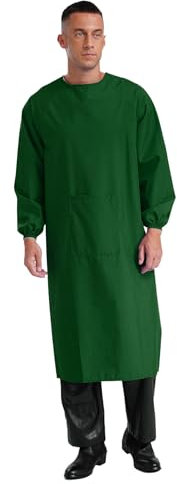 Mufeng Adult Waterproof Apron Long Sleeve Smock Overalls Wear Resistant Protective Apron Workwear Army Green One Size