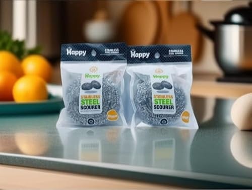 Happy Specialist Stainless Steel Scourers | Metal Scourer for Heavy Duty Cleaning | Thick & Strong Wire Scourer | Wire Wool Cleaning Pads | Tough Re-Usable Scourers
