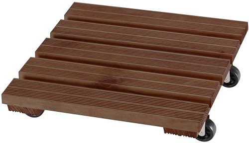 Dörner + Helmer Pflanzenroller Mammut, Quadratisch, 38cm x 38cm, 100kg Tragkraft, Rutschhemmend, für Outdoor, Dunkelbraun