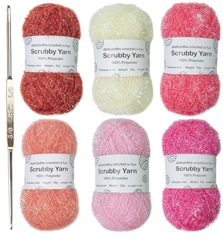 Scrubby Yarn, Dishcloth Garn, Häkelgarn, verschiedene Garne für Dishcloths, Polyester, Häkelgarn für Kleidung, Kleidung und Handtücher zum Aufhängen, mehrfarbig