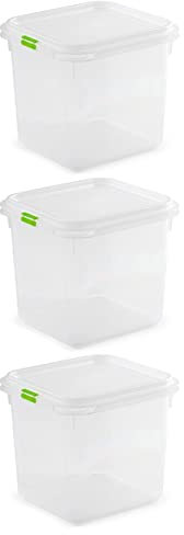 Tradineur - Pack de 3 Fiambreras Modelo N.º 10 - Fabricado en plástico - Capacidad de 2,6 litros – Apto para microondas y lavavajillas - 16 x 16 x 17,8 cm
