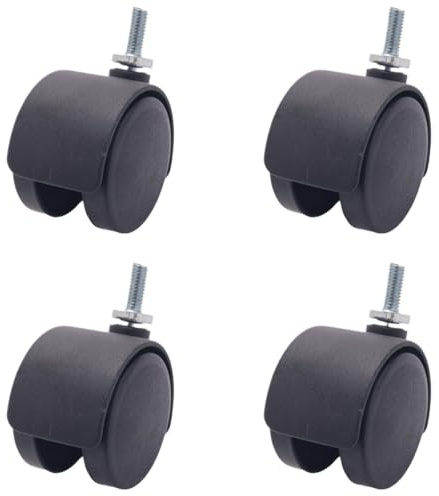 LIUCHUCHU MöBelrollen 6mm Gewindeschaft 40mm Doppelrad drehbare Lenkrolle schwarz Rollen FüR MöBel