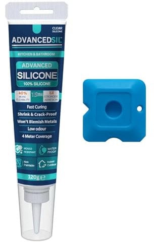 Silicone Sealant | Clear Silicone Sealant with Finishing Tool For a Smooth & Professional Finish | Waterproof & Anti-Mould Protection