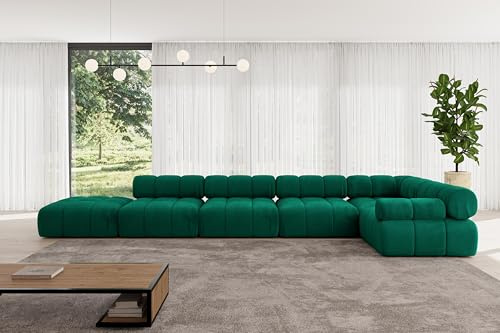 ALTDECOR Modulares Sofa Ecksofa in L-Form Corner modular Sofa Eckcouch Couch Wohnlandschaft Cauchsofa Polstersofa Felto-L3-475x190x70 cm Dunkelgrün