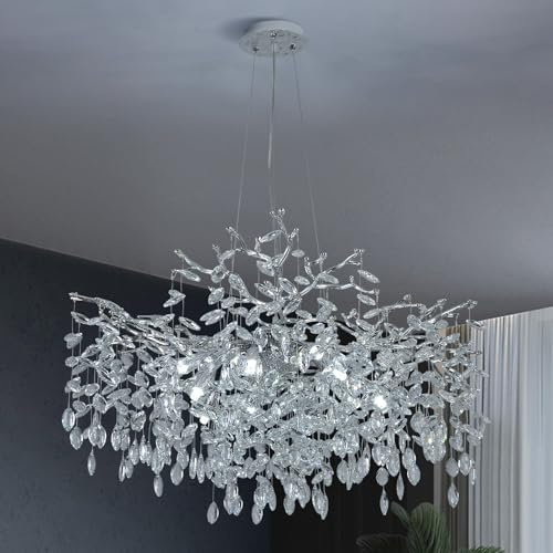 Kristall Kronleuchter Modern Rund Pendelleuchte Silber Astform G9×10 Φ80cm