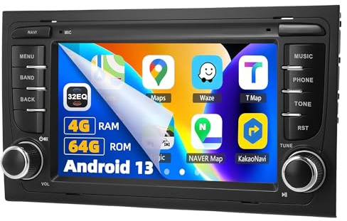 4+64GB Android 15 Autoradio für Audi A4 S4 RS4 B6 B7 SEAT Exeo mit Wireless Carplay Android Auto, 7 Zoll HD Touchscreen GPS Navigation WiFi Bluetooth 32EQ RDS FM Mirror Link SWC+Rückfahrkamera