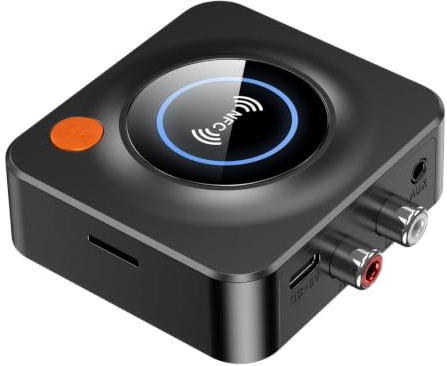 Receptor Bluetooth 5.4 Hi-Fi con Salida Jack 3.5 mm | Adaptador Bluetooth Audio con Modo de Graves, Conexión Dual y Largo Alcance, para Equipo de Música/Amplificador/Altavoz