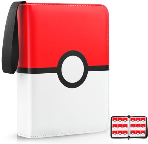 900 - Pockets Trading Card Binder with Removable 50 Sleeves, Card Collector Album with Zipper, Portable Card Holder Book Fits Sports Card, Game Card - Red