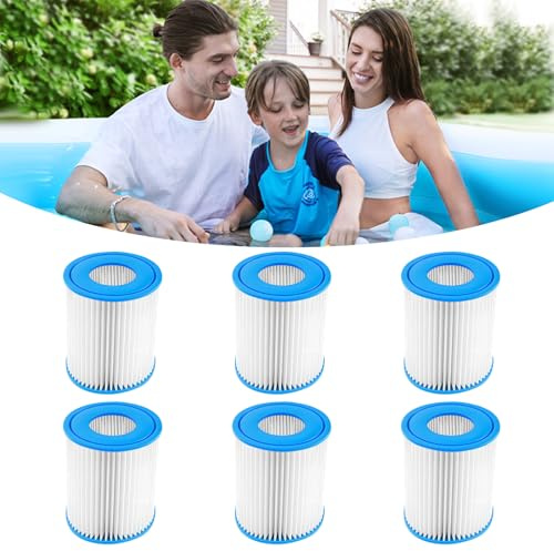 Shyllin Cartuccia Filtro Tipo II – 6 Pezzi, 10.5x10.5x5.5 cm, Filtro per Piscina Fuori Terra, Cartuccia di Ricambio per Spa e Vasca Idromassaggio, Alta Compatibilità