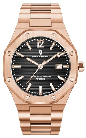 SAPPHERO Uhren Herren Chronograph Analog Quarz 50M Wasserdicht Armbanduhr Herren Mode Lässig Business Herrenuhren mit Kalender Edelstahlarmband Uhr Geschenk für Männer