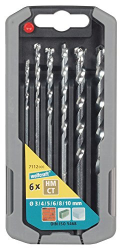 wolfcraft TC Rock Drill Bit Set 6 Pcs. I 7112000 I for Drilling into Brick Walls, Artificial Stone and Natural Stone