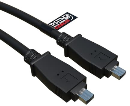 rhinocables Firewire Kabel Premiumqualität IEEE 1394 DV Für Mac, PC, Video und Camcorder Vollständig geformtes Ende Steckers Schwarz (3 m, 4 Polig zu 4 Polig)