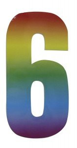 WHL Pack of 3 Wheelie Bin House Numbers - Rainbow Number 6
