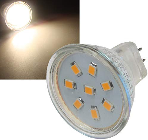 ChiliTec LED Strahler MR11 Leuchtmittel, 8 SMD 140lm, 12V/2W Ersatz Leuchtmittel für Halogen-Strahler Warmweiß