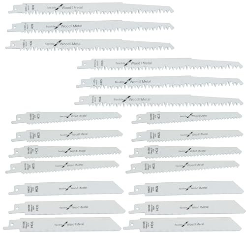 Dapetz ® Reciprocating Saw Blades Carbide Steel Replacement Saw Blade Kit for Tree Pruning, for Wood, Metal and Plastic, fits Bosch, Dewalt, Makita (20pcs) 150mm & 240mm 5,6,18 TPI