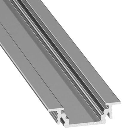 GROOVE (GR) Einbau Aluminium Profil Leiste eloxiert | L - 2m x B - 1,80cm x H - 0,62cm | Alu Kanal für LED Streifen + Acryl Abdeckung milchig-weiß opal + 2X Endkappen | Innen- und Außenbereich