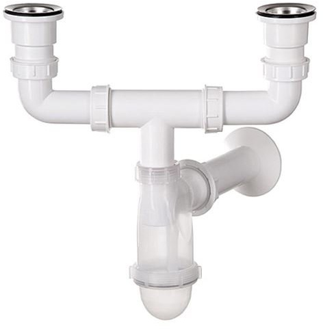 Bathroom Kitchen Double Bottle Drain Waste Trap with Transparent Body Casing
