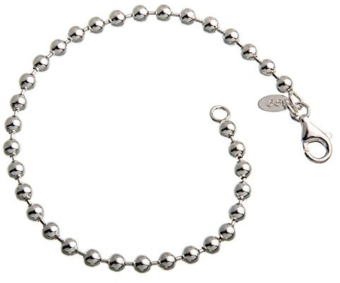 4mm Kugelkette Armband 925 Silber, Länge 16-25cm