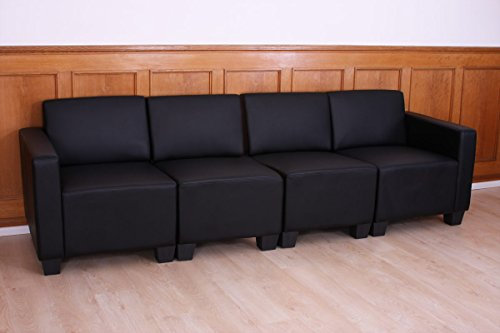 Mendler Modular 4-Sitzer Sofa Couch Lyon, Kunstleder - schwarz