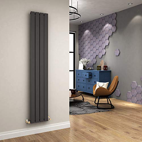 ELEGANT 1800 x 300mm Anthracite Vertical Column Radiator Single Flat Panel Designer Bathroom Radiator