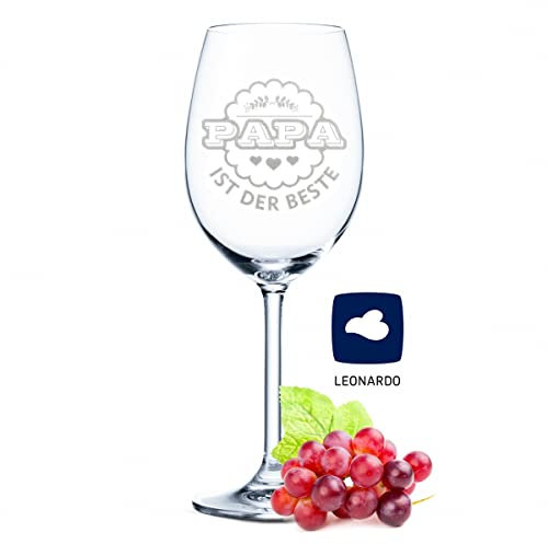 Leonardo Copa de vino con grabado – Papá Es el mejor – Regalo para el Día del Padre, Cumpleaños, Navidad – Copa de vino tinto para padre abuelo – Color: Daily