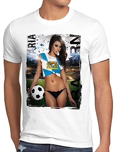 style3 Bayern Soccer Girl Herren T-Shirt Fußball Trikot München Oktoberfest Germany EM 2024 Europameisterschaft, Größe:S, Farbe:Weiß