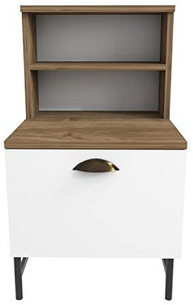 DECOROTIKA - Nachttisch Cressi – modern und praktisch – Farben Walnussweiß und Schwarz kombiniert