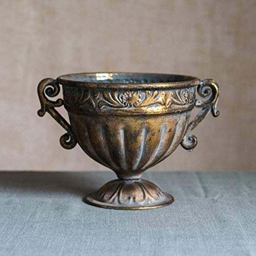 Vintage alte schmiedeeiserne Vase Blume Heimtextilien Golden Silber Europäischer Blumentopf Becher Klassische Blumendekoration, Q.
