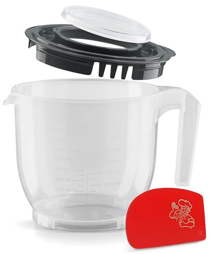 RoyalFay® Misurino, tazza da 2 l, coperchio antracite, paraspruzzi, fondo stop, litri e scala, ciotola per mescolare