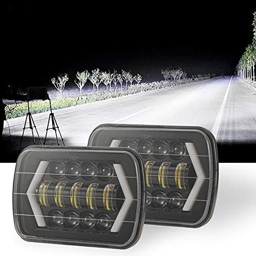 YSSMAO 5x7 LED-Scheinwerfer 3000W 6000K High Low Beam LED Sealed-Beam-Scheinwerfer 2ST-Projektor LED-Scheinwerfer mit Drl für Wrangler Yj Cherokee Xj H6054 H5054 H60 Brightest