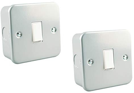 WK Electrical - Metal Clad Series for Workshop, Garage etc (10AX 1 Gang 2way Switch x 2pcs)