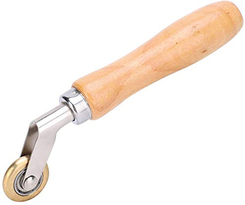 Single Roofing Penny Roller, Welding Handheld Roller, with Brass and 5 inch Non Slip Wooden Handle, Wallpaper Flooring Corner Detail Seam Roller