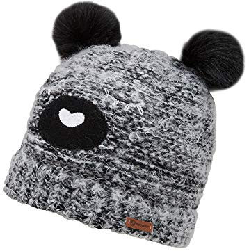Ziener Mädchen ISEL JUNIOR Mütze mit Tiergesicht/warm, gestrickt, Black, S