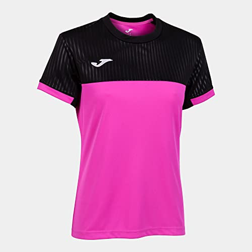 Joma T- Shirt à Manches Courtes Montréal, Rose Fluo/Noir, L Femme