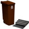 Contenedor Wellhome Reciclo 110 litros, cerrado con tapa, ideal para reciclaje de residuos orgánicos, con ruedas + 3X Bolsas de basura de 10 unidades