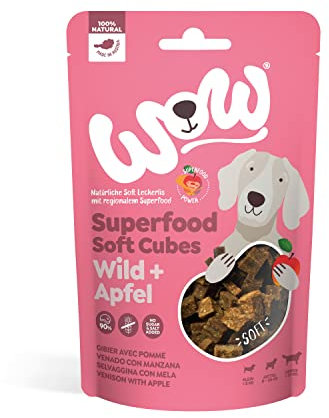 WOW Soft-Snacks I Cubes Wild I Wildfleisch mit Apfel für Hunde I 100% Natur I Nahrungsergänzung I Belohnung beim Spiel & Training (1x 150g)