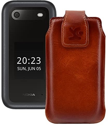 Original case compatible with Nokia 2660 flip case leather case mobile phone case leather case protective case in burned cognac