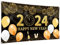 PARSUP Happy New Year Hintergrund Banner 200 x 110 cm, Schwarz, Polyester, Neujahr, mit 2 Ösen zum Festbinden