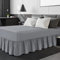 Linen Home Extra tiefes Spannbetttuch mit Rüschen, Volant, für Doppelbett, Volant, Mikrofaser, weich gebürstet, pflegeleicht, bügelfrei (Doppelbett, Grau)