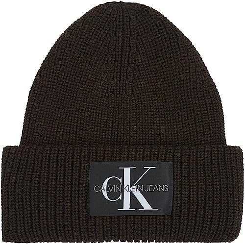 Calvin Klein Jeans Herren Strickmütze Monologo Patch Wintermütze, Braun (Dark Chestnut), Onesize