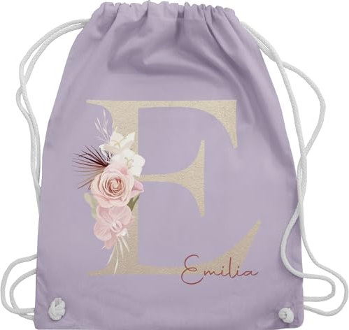 Turnbeutel Rucksack - Anfangsbuchstabe Name I Initialen personalisiert - Unisize - Pastell Lila - jga taschen schulkind beutel buchstaben e stoffbeutel sporttasche mädchen turnsack kindergarten