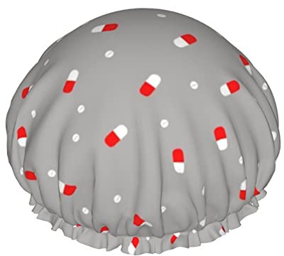 Pills Shower Caps Multi-Purpose Elastic Bath Cap Waterproof Hair Bonnet Caps for Spa/Salon/Home Use/Hotel/Voyage