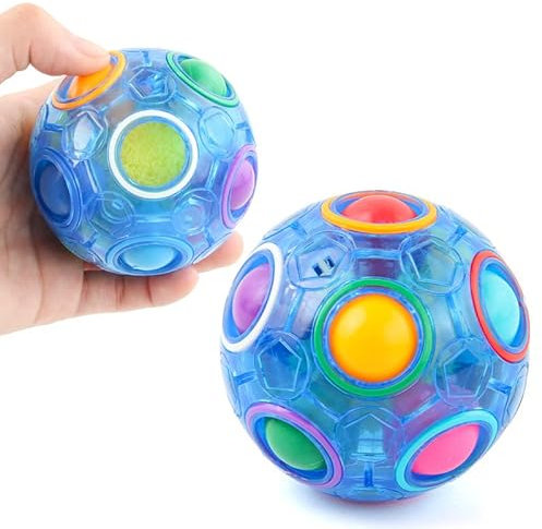 zalati Magic Rainbow Ball Puzzle Fidget Speed Cube Pädagogisches Spielzeug Strumpffüller für alle Altersstufen-Blau