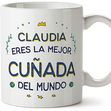 MUGFFINS Tazas Personalizadas para CUÑADA - En Español - Mejor del Mundo - 11 oz / 330 ml - Regalo personalizable original y divertido