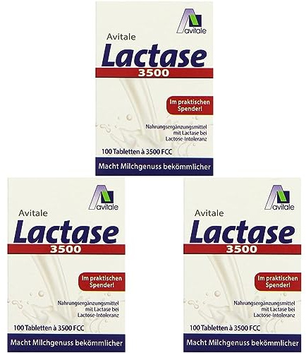 Avitale Lactase 3500 FCC, 100 Tabletten im Klickspender, 3er Pack