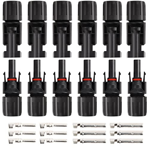 MC4 Solarstecker - 6 Paar Männlich/Weiblich, IP67 Wasserdicht, Solaranlage Steckverbinder für Photovoltaik Kabelstecker